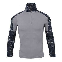 emansmoer Herren Stehkragen Langarm 1/4 Zip Pullover Tops Armee Militär Combat Taktisch Outdoor Sport Quick Dry T-Shirt Tee (Large, Camo 02) von emansmoer