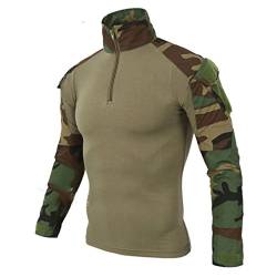 emansmoer Herren Stehkragen Langarm 1/4 Zip Pullover Tops Armee Militär Combat Taktisch Outdoor Sport Quick Dry T-Shirt Tee (XX-Large, Camo 01) von emansmoer