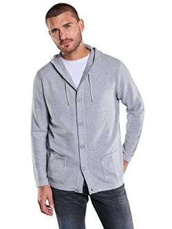 emilio adani Herren Herren Cardigan strukturiert, 34117, 34117, Silbergrau in Größe L von emilio adani