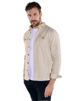 emilio adani Herren Herren Langarm-Hemd Regular, 36855, 36855, Beige in Größe L von emilio adani