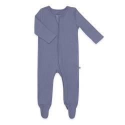 emma & noah Baby Schlafanzug, Weicher & Atmungsaktiver Strampler für Neugeborene, Oeko-TEX Zertifiziert, Langarm Pyjama mit Reißverschluss für Jungen & Mädchen, Mit Füßen (74, Essential Blau) von emma & noah