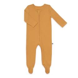 emma & noah Baby Schlafanzug, Weicher & Atmungsaktiver Strampler für Neugeborene, Oeko-TEX Zertifiziert, Langarm Pyjama mit Reißverschluss für Jungen & Mädchen, Mit Füßen (74, Essential Honey) von emma & noah