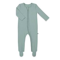 emma & noah Baby Schlafanzug, Weicher & Atmungsaktiver Strampler für Neugeborene, Oeko-TEX Zertifiziert, Langarm Pyjama mit Reißverschluss für Jungen & Mädchen, Mit Füßen (Essential Mint, 74 cm) von emma & noah