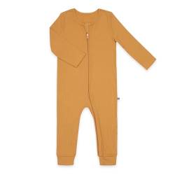 emma & noah Baby Schlafanzug, Weicher & Atmungsaktiver Strampler für Neugeborene, Oeko-TEX Zertifiziert, Langarm Pyjama mit Reißverschluss für Jungen & Mädchen, Ohne Füße (80, Essential Honey) von emma & noah