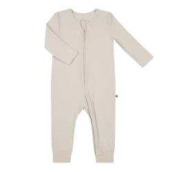 emma & noah Baby Schlafanzug, Weicher & Atmungsaktiver Strampler für Neugeborene, Oeko-TEX Zertifiziert, Langarm Pyjama mit Reißverschluss für Jungen & Mädchen, Ohne Füße (Essential Beige, 80 cm) von emma & noah