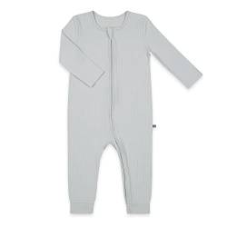 emma & noah Baby Schlafanzug, Weicher & Atmungsaktiver Strampler für Neugeborene, Oeko-TEX Zertifiziert, Langarm Pyjama mit Reißverschluss für Jungen & Mädchen, Ohne Füße (Essential Grau, 92 cm) von emma & noah