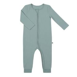 emma & noah Baby Schlafanzug, Weicher & Atmungsaktiver Strampler für Neugeborene, Oeko-TEX Zertifiziert, Langarm Pyjama mit Reißverschluss für Jungen & Mädchen, Ohne Füße (Essential Mint, 92 cm) von emma & noah