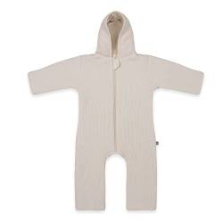 emma & noah Premium Baby Overall mit Kapuze, flauschig weich & Atmungsaktiv, Bio-Baumwolle, OEKO-TEXT Zertifiziert (Essential Beige, 74/80) von emma & noah