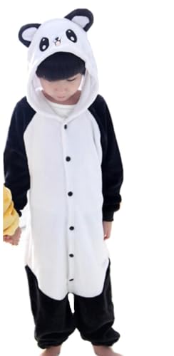 Kigurumi Pyjamas Tiere Kinder Overall Kostüm Karneval Halloween Party Cosplay Unisex -S/6-7 Jahre Panda von emmarcon