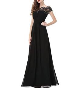 emmarcon Langes Kleid für Damen, elegant, aus Chiffon, Damen-Kleid, offener Rücken, Schwarz , 42-44 von emmarcon