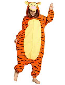 emmarcon Pyjamas für den Winter, Fleece, Unisex, einteilig, mit Reißverschluss, Tiger, 10-12 anni von emmarcon