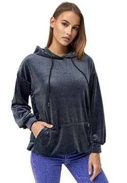 enflame Damen Nicki Oversized Hoodie Dress Basic Kapuzen Pullover Kleid Velours Long Sweatshirt Jumper, Farben:Navy, Größe:XS von enflame