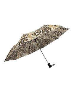 enflame Kleiner Regenschirm Legerer Taschenschirm mit Automatik Snowball Leoparden Muster, Farben:Braun, Schirmgröße:Onesize von enflame