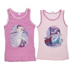 Disney Frozen ELSA Anna 2 Unterhemden Set für Mädchen im Stil von Frozen - Kinder Tank Top Hemdchen Unterwäsche (2er Pack) (DE/NL/SE/PL, Numerisch, 122, 128, Regular, rosa) von eplusm