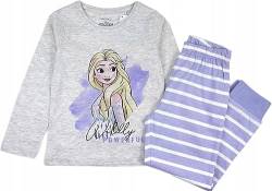 Disney Frozen Eiskönigin ELSA und Anna Mädchen Lang Pyjama Schlafanzug aus 100% Baumwolle Süß Disney Langarm Zweiteiliger Nachtwäsche 104-134cm (as3, Numeric, Numeric_134, Regular, Grau, 134) von eplusm