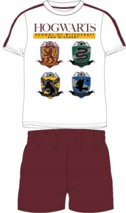 Harry Potter Hogwarts Pyjama Set Kurzarm Schlafanzug Jungen pjs Sommer 134-164cm Kinder nachtwäsche T-Shirt und Shorts Hose kurz (DE/NL/SE/PL, Numerisch, 134, Regular, Weiss) von eplusm