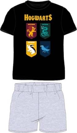 Harry Potter Hogwarts Pyjama Set Kurzarm Schlafanzug Jungen pjs Sommer 134-164cm Kinder nachtwäsche T-Shirt und Shorts Hose kurz (DE/NL/SE/PL, Numerisch, 134, Regular, schwarz) von eplusm