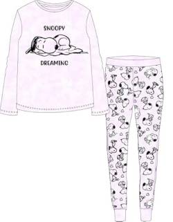 Mädchen lang Schlafanzug Zweiteilig 100% Baumwolle Kinder Langarm Pyjama Freizeitanzug Pyjama Set mit Motiven im Stil von Snoopy Gr. 134-164cm (DE/NL/SE/PL, Numerisch, 146, 152, Regular, Rosa-Batik) von eplusm