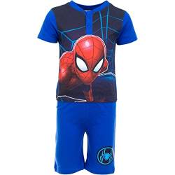 eplusm Spiderman Pyjama Set Kurzarm Schlafanzug Jungen pjs Sommer 104-134cm Kinder nachtwäsche T-Shirt und Shorts Hose kurz (as3, Numeric, Numeric_128, Regular, Hell-blau) von eplusm