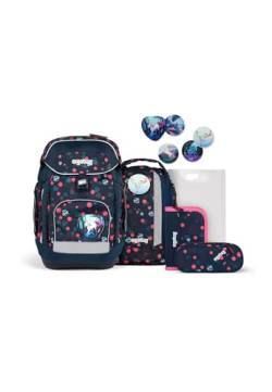 ergobag maxi set 6-teilig, ergonomischer Schulrucksack Grundschule für Mädchen und Jungen, ideal für große Kinder ab der 1. Klasse PhantBärsiewelt - Lila von ergobag