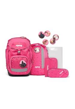 ergobag pack Set ergonomischer Schulrucksack, 6-teilig, Urlaub auf dem ReitBärhof - Pink, Einheitsgröße von ergobag