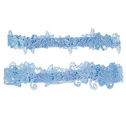 ericotry 2 blaue Spitzen-Strumpfbänder für Hochzeiten, Brautschmuck, Dekoration, Unterwäsche, Zubehör, blau, M von ericotry