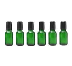 6PCS leere tragbare grüne Glasrolle auf Flaschen mit Edelstahl-Ball und schwarzer Kappe für Parfüm-ätherisches Öl-Rollen-Flaschen-Vial-Behälter-Topf-Glas Attar-Flasche (20ml) von erioctry