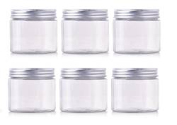 Leere Kosmetikbehälter aus PET, 50 g/100 g/150 g, mit silberfarbenen Aluminiumkappen, Creme, Lotions, Salben, Make-up, Dosen, 6 Stück (150 g) von erioctry