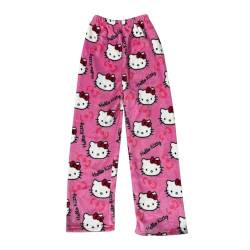 Schlafanzug Damen Hosen Lang Flanell Pyjama Hose Damen Schlafhose Weich Kawaii Pyjamas Anime Bequeme Winter Schlafanzughose von errcom