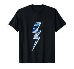 Blauer Camo-Blitz mit Schatten T-Shirt von es designs