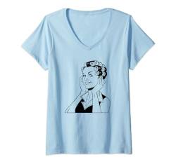Dame im Haar Lockenwickler T-Shirt mit V-Ausschnitt von es designs