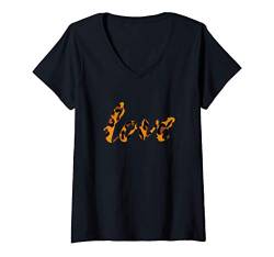 Damen Leopard Liebe Wort Cool Animal Print Design T-Shirt mit V-Ausschnitt von es designs