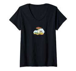 Damen Süße Pilze T-Shirt mit V-Ausschnitt von es designs