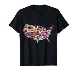 International Flags USA Karte T-Shirt von es designs
