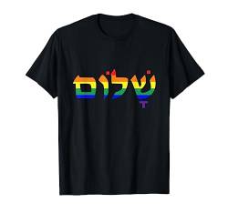 Regenbogen Hebräisch Shalom Pride Flagge T-Shirt von es designs
