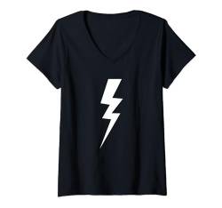Weißer Blitz des Blitzes T-Shirt mit V-Ausschnitt von es designs