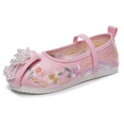 esmen Chinesische bestickte Flache Schuhe Retro ethnische Mädchen Hanfu Schuhe Retro bestickte Schuhe Blumenstickerei Slip On Spitze Zehenschuhe von esmen