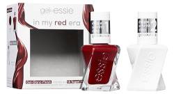 essie gel couture Set in my red era (gel couture Nr. 00 top coat, gel couture Nr. 345 bubbles only) von essie