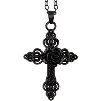 etNox - Gothic Halskette - Black Rose Cross - für Damen - schwarz von etNox