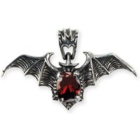 etNox - Gothic Halskette - Red Bat - für Damen - silberfarben/rot von etNox