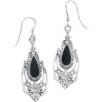 etNox - Gothic Ohrring - Black Romantic - für Damen - schwarz/silberfarben von etNox