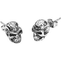 etNox - Gothic Ohrstecker-Set - Tattoo Skull - silberfarben von etNox