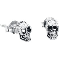 etNox - Gothic Ohrstecker-Set - Totenkopf - für Damen - silberfarben von etNox