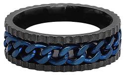 etNox Kette Männer Ring schwarz/blau S Edelstahl Basics, Casual Wear, Fashion & Style, Streetwear von etNox