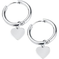 etNox Ohrring - Creole Heart Hoop - für Damen - silberfarben von etNox