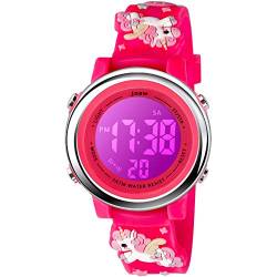 etship Kinder Uhr, Armbanduhr für Kinder Jungen und Mädchen, Kinder Armbanduhr 3D Cartoon Wasserdicht 7 Farben Lichter Kleinkind Handgelenk Digitaluhr mit Alarm von etship