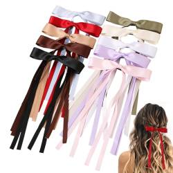 10pcs Quaste Ribbon Haarclip mit langem Schwanz, französische Bughaarklammern, feste Haarbänder für Frauen Mädchen Elastik Krawatten von eurNhrN