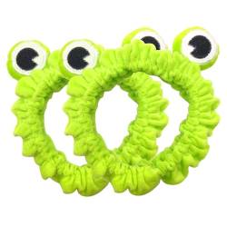 2pcs niedliches Frosch-Stirnband zum Waschen von Gesicht hautfreundlicher elastischer Hautpflege Stirnband Cartoon Spa Stirnband Fluoreszenzgrün von eurNhrN