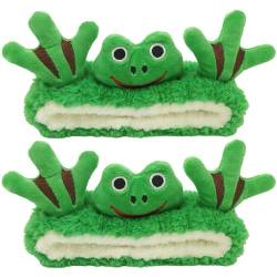 2pcs süßes Frosch Stirnband zum Waschen von Gesicht hautfreundlicher elastischer Hautpflege Stirnband Cartoon Spa Stirnband für Frauen Mädchen dunkelgrün von eurNhrN