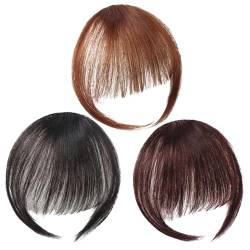 3 verschiedene Farbclips in Pony Leichte natürliche Knaller Haarclip mit Tempeln Haarstücke gefälschte Pony unsichtbare Luftschläge für Mädchen Frauen von eurNhrN